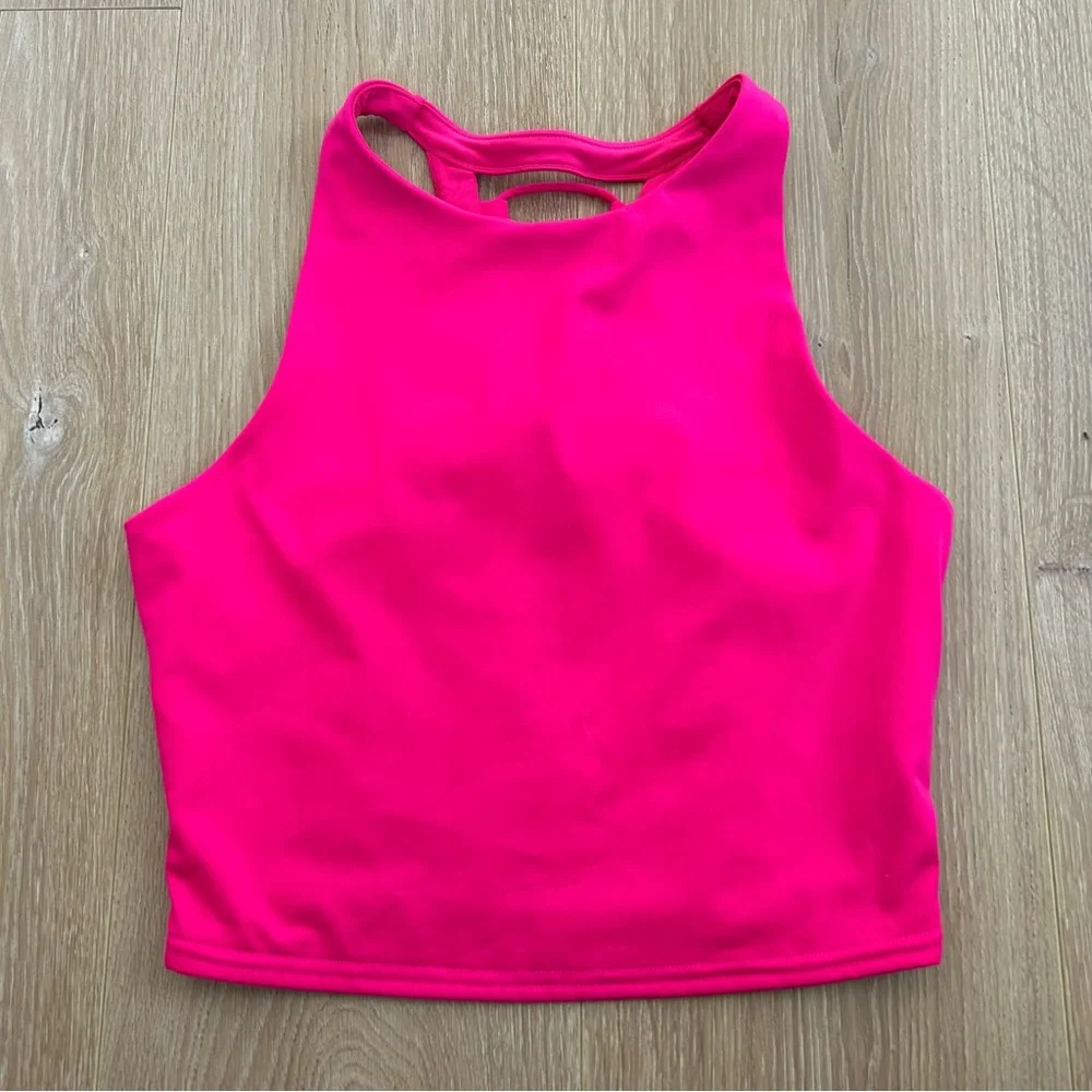 Alo Yoga Movement Longline Strappy Back Sports Bra Hot Pink Size Medium - Picture 2 of 6